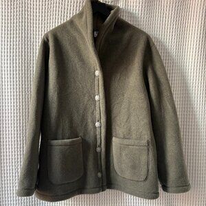 Sahalie lagenlook sage green comfy cozy women's warm fleece jacket size large